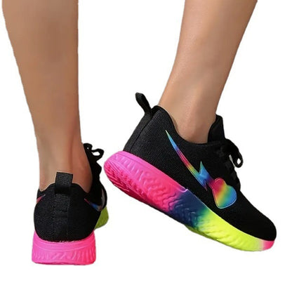 Round Head Heart Knitted Lace Up Running Shoes