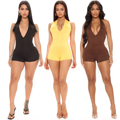 Comfortable V-neck Halter Backless Jumpsuit