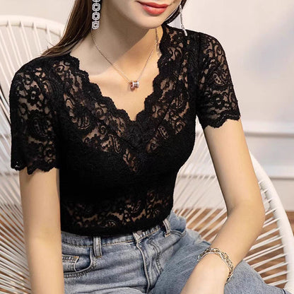 V-neck Sexy Lace Shirt