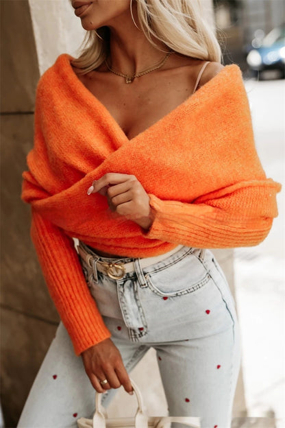 V-neck Cross Sweater