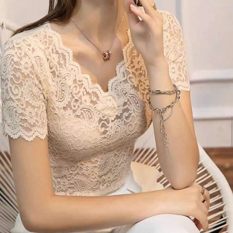 V-neck Sexy Lace Shirt