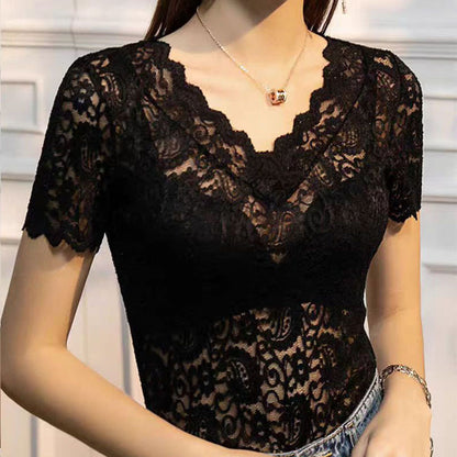 V-neck Sexy Lace Shirt