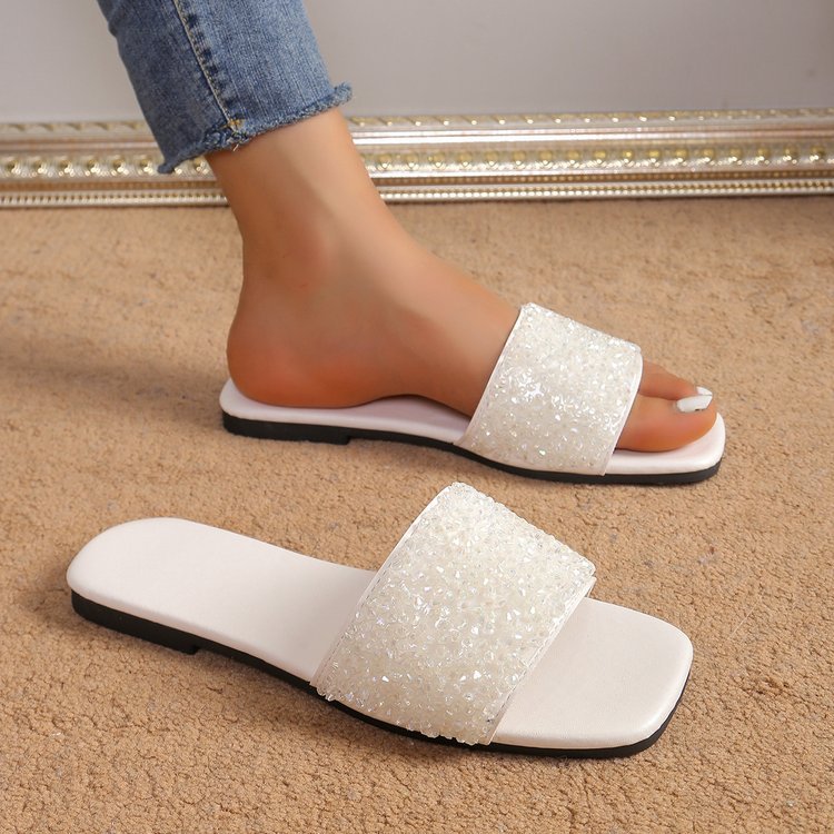 Fashion Personality Pearl Flat Slippers Women