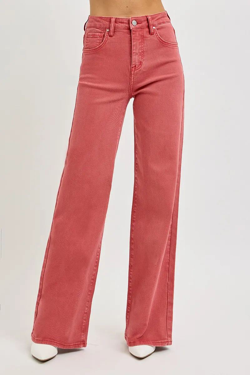 High Rise Tummy Control Wide Leg Jeans