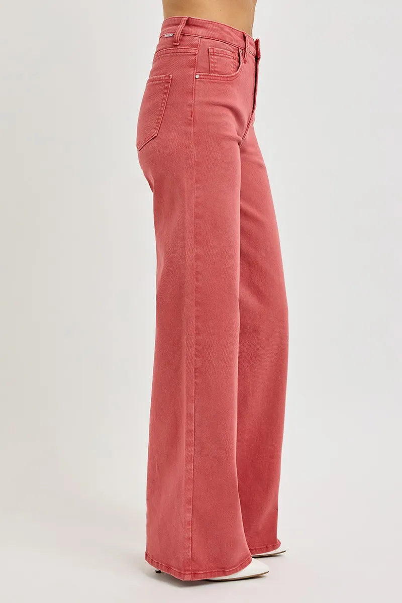 High Rise Tummy Control Wide Leg Jeans