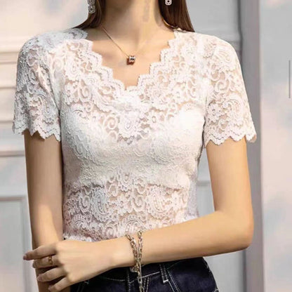 V-neck Sexy Lace Shirt