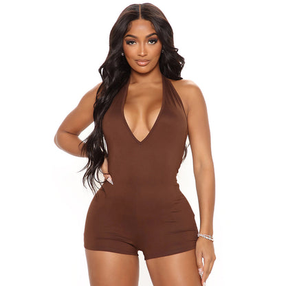 Comfortable V-neck Halter Backless Jumpsuit