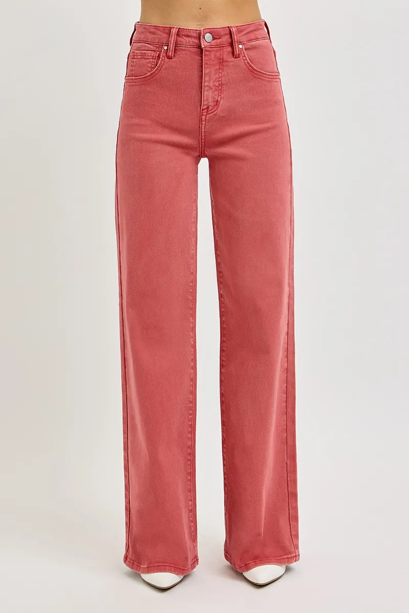 High Rise Tummy Control Wide Leg Jeans